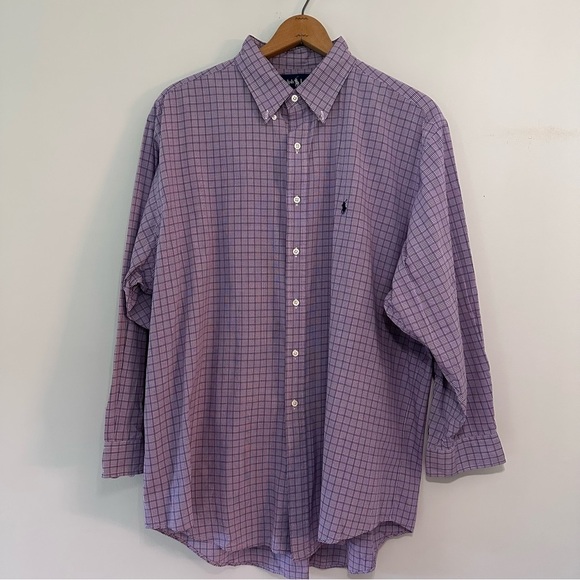 Ralph Lauren Yarmouth Cotton Purple & White Button Down Mens Shirt NEW W/O TAGS - Picture 1 of 13